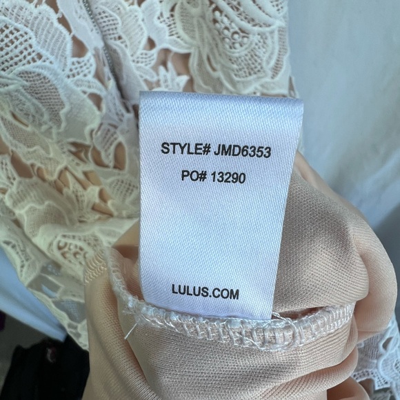 Lulus White Lace Overlay Mini Dress with Nude Lining, Size Small - Picture 5 of 6